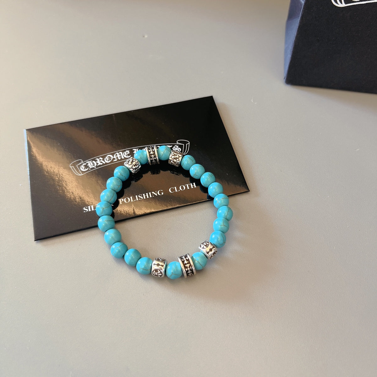 Chrome Hearts Turquoise Bead Silver Spacer Bracelet - album image 4