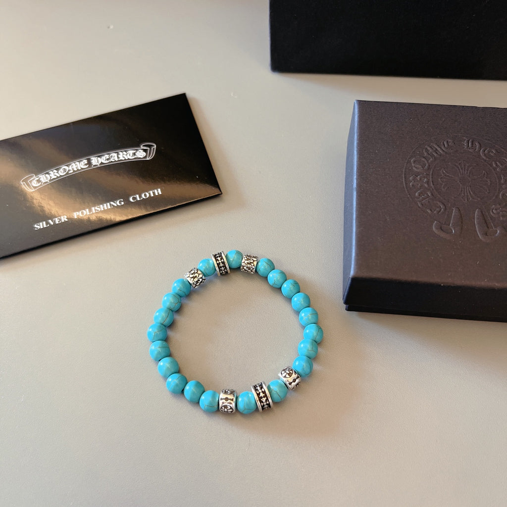 Chrome Hearts Turquoise Bead Silver Spacer Bracelet - album image 7