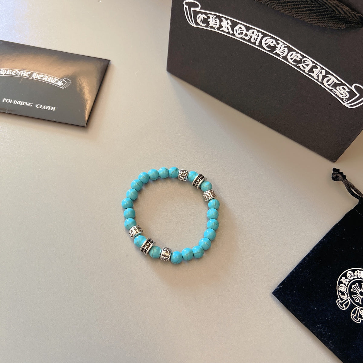 Chrome Hearts Turquoise Bead Silver Spacer Bracelet - album image 5