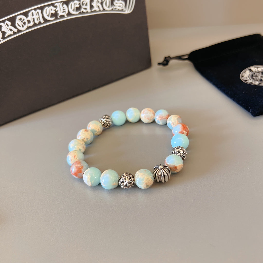 Chrome Hearts Pale Blue and White Bead Bracelet - album image 6