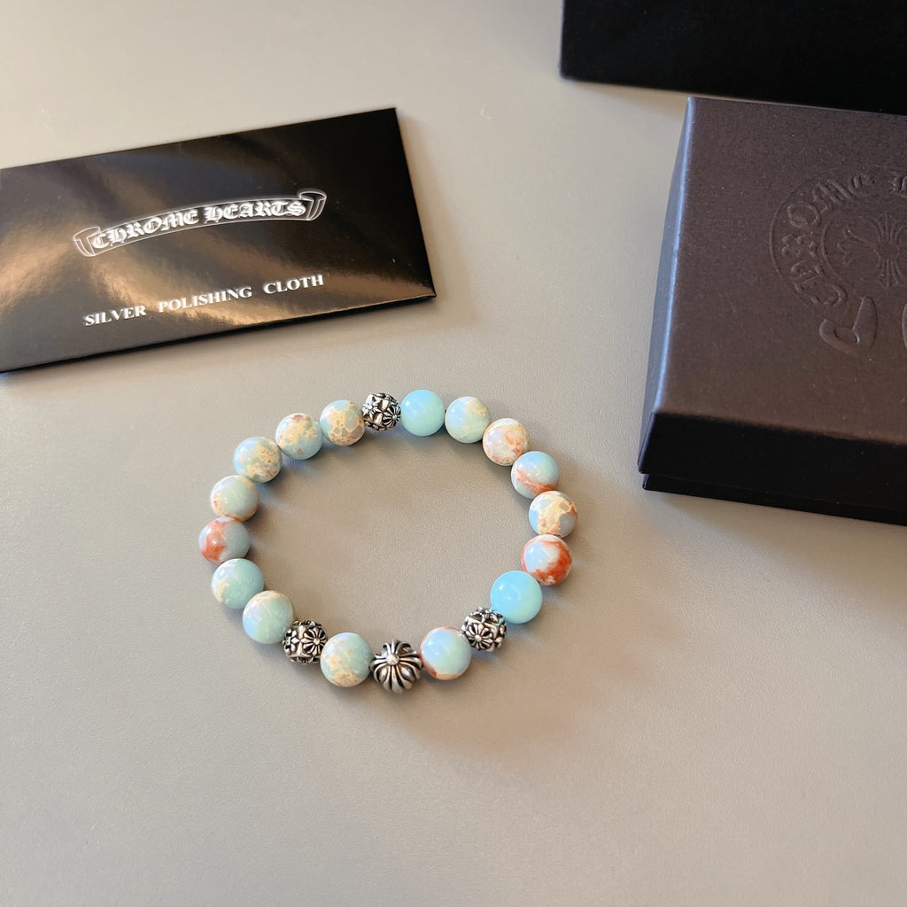 Chrome Hearts Pale Blue and White Bead Bracelet - album image 8