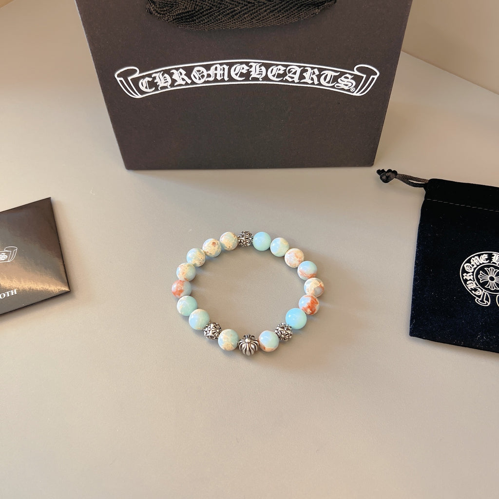 Chrome Hearts Pale Blue and White Bead Bracelet - album image 5
