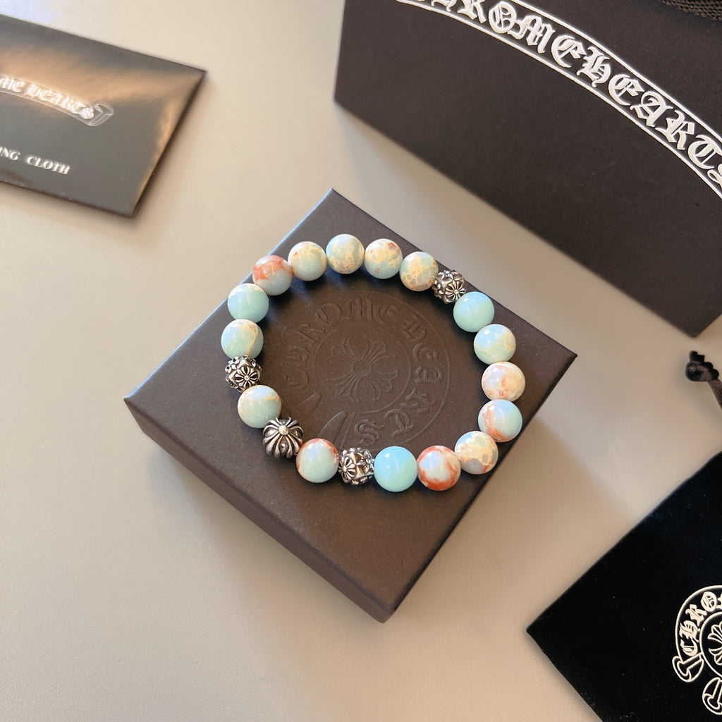 Chrome Hearts Pale Blue and White Bead Bracelet - album image 2