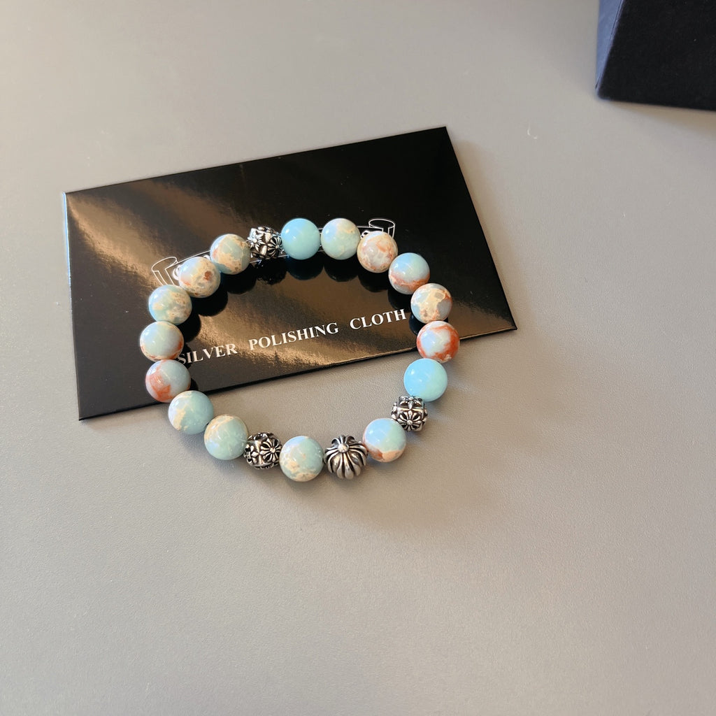 Chrome Hearts Pale Blue and White Bead Bracelet - album image 3