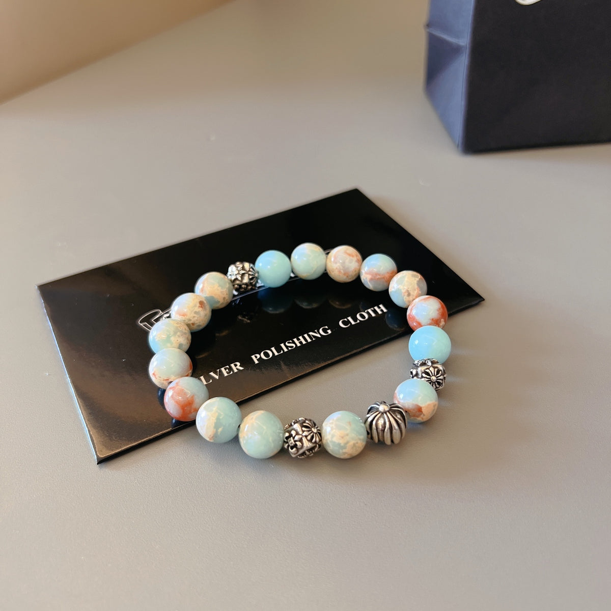 Chrome Hearts Pale Blue and White Bead Bracelet - album image 4