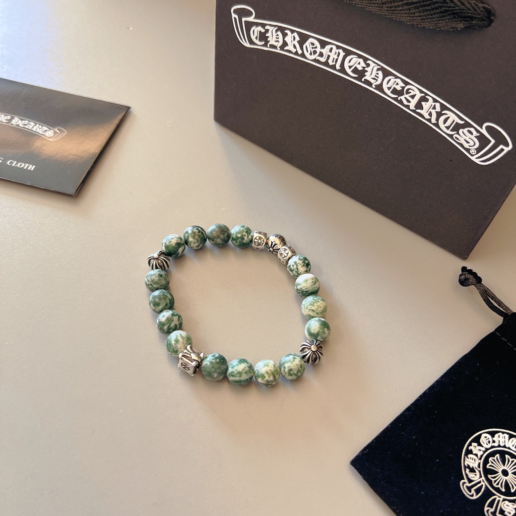 Chrome Hearts Muted Green Bead Relief Bracelet - album image 5
