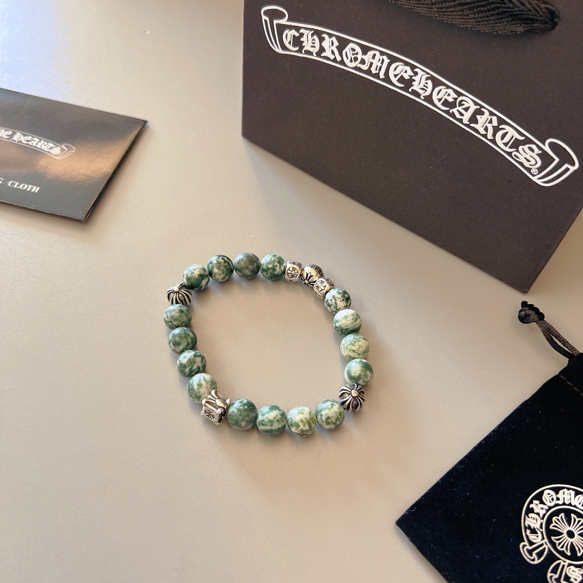 Chrome Hearts Muted Green Bead Relief Bracelet - album image 5