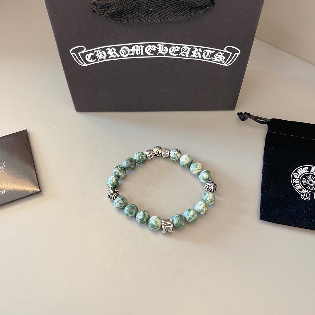 Chrome Hearts Muted Green Bead Relief Bracelet - album image 3