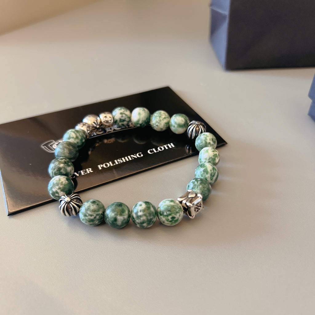 Chrome Hearts Muted Green Bead Relief Bracelet - album image 8