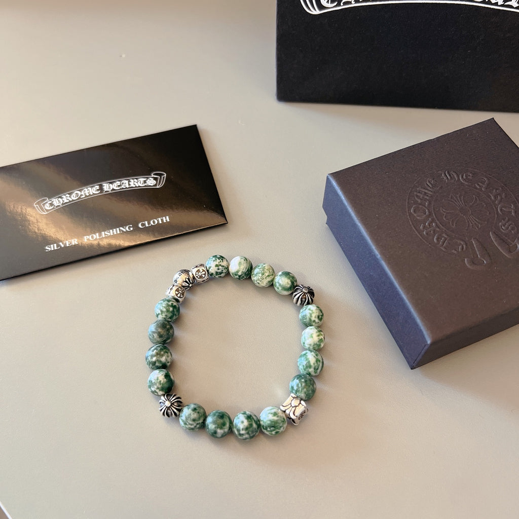 Chrome Hearts Muted Green Bead Relief Bracelet - album image 6