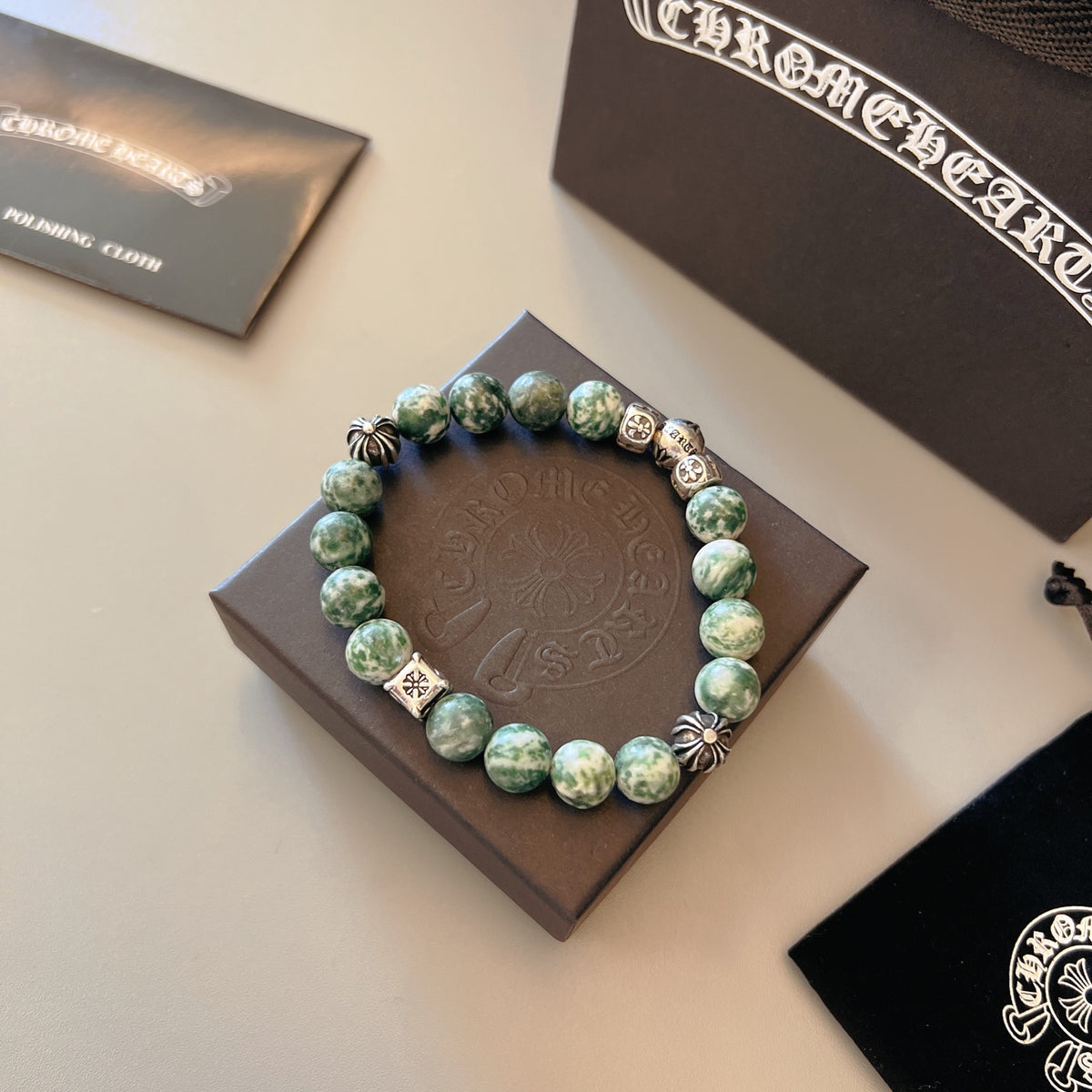Chrome Hearts Muted Green Bead Relief Bracelet - album image 7