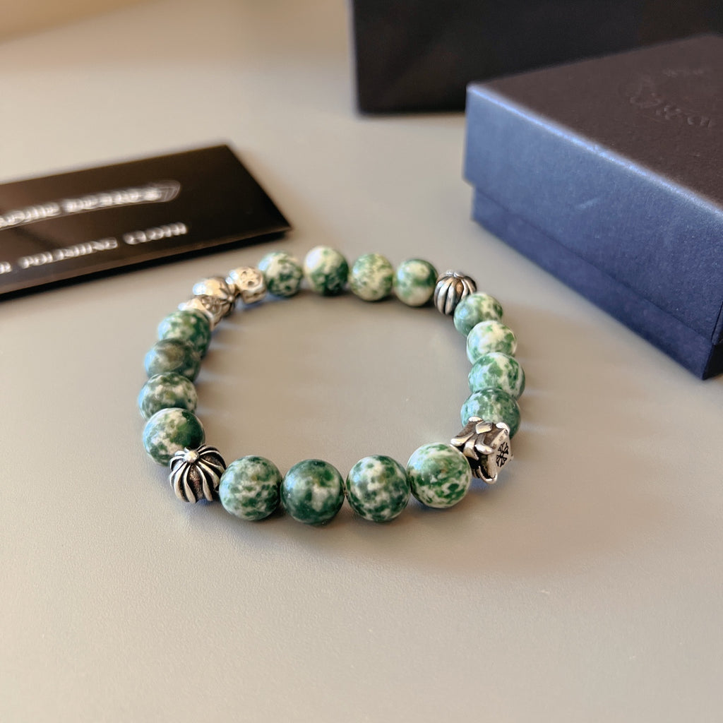 Chrome Hearts Muted Green Bead Relief Bracelet - album image 4