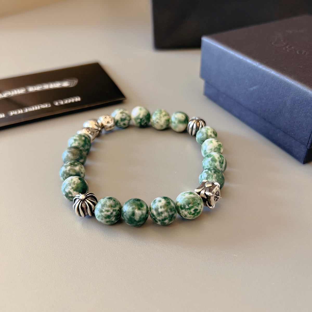 Chrome Hearts Muted Green Bead Relief Bracelet - album image 4