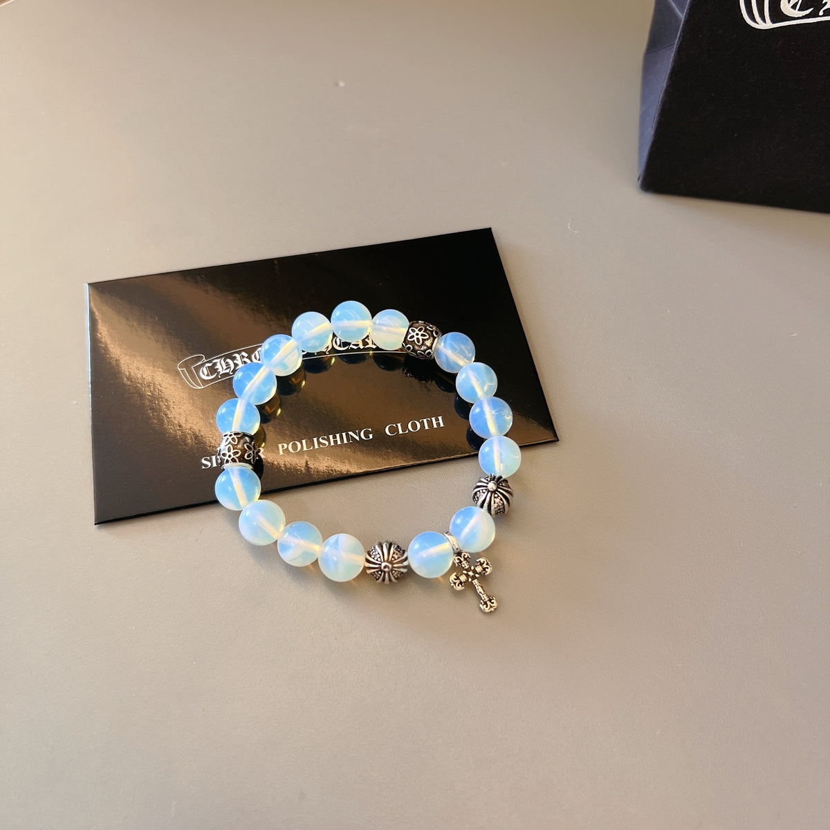 Chrome Hearts Sky Blue Bead Cross Bracelet - album image 5