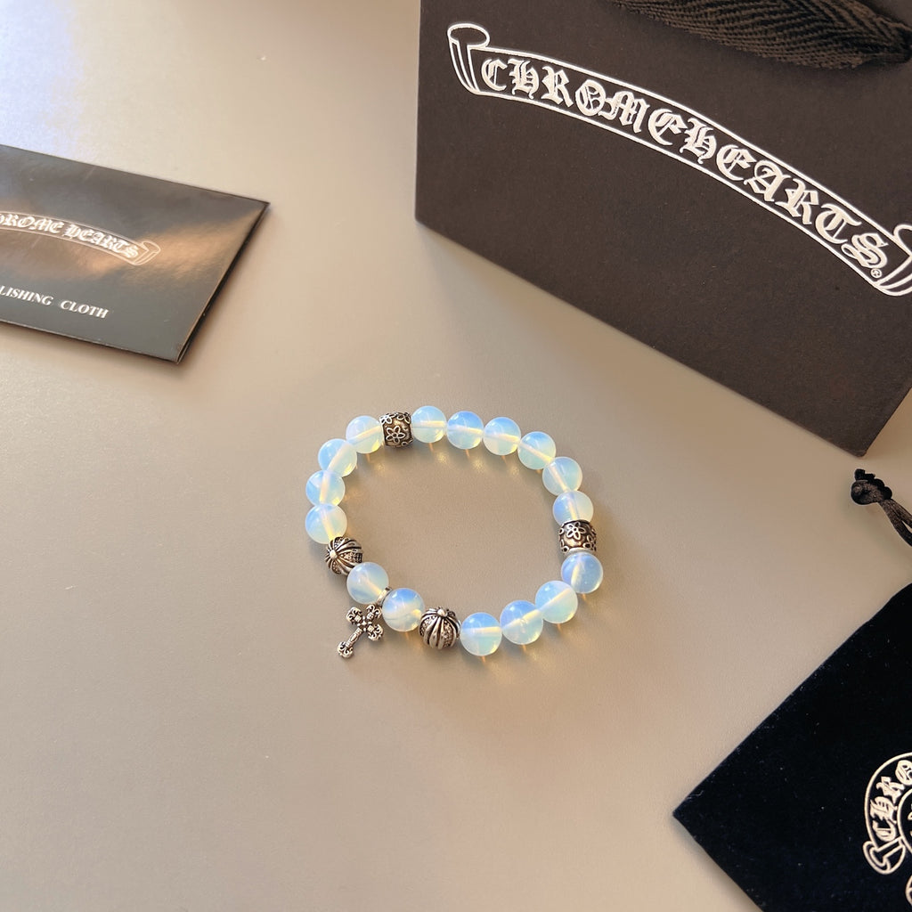Chrome Hearts Sky Blue Bead Cross Bracelet - album image 4
