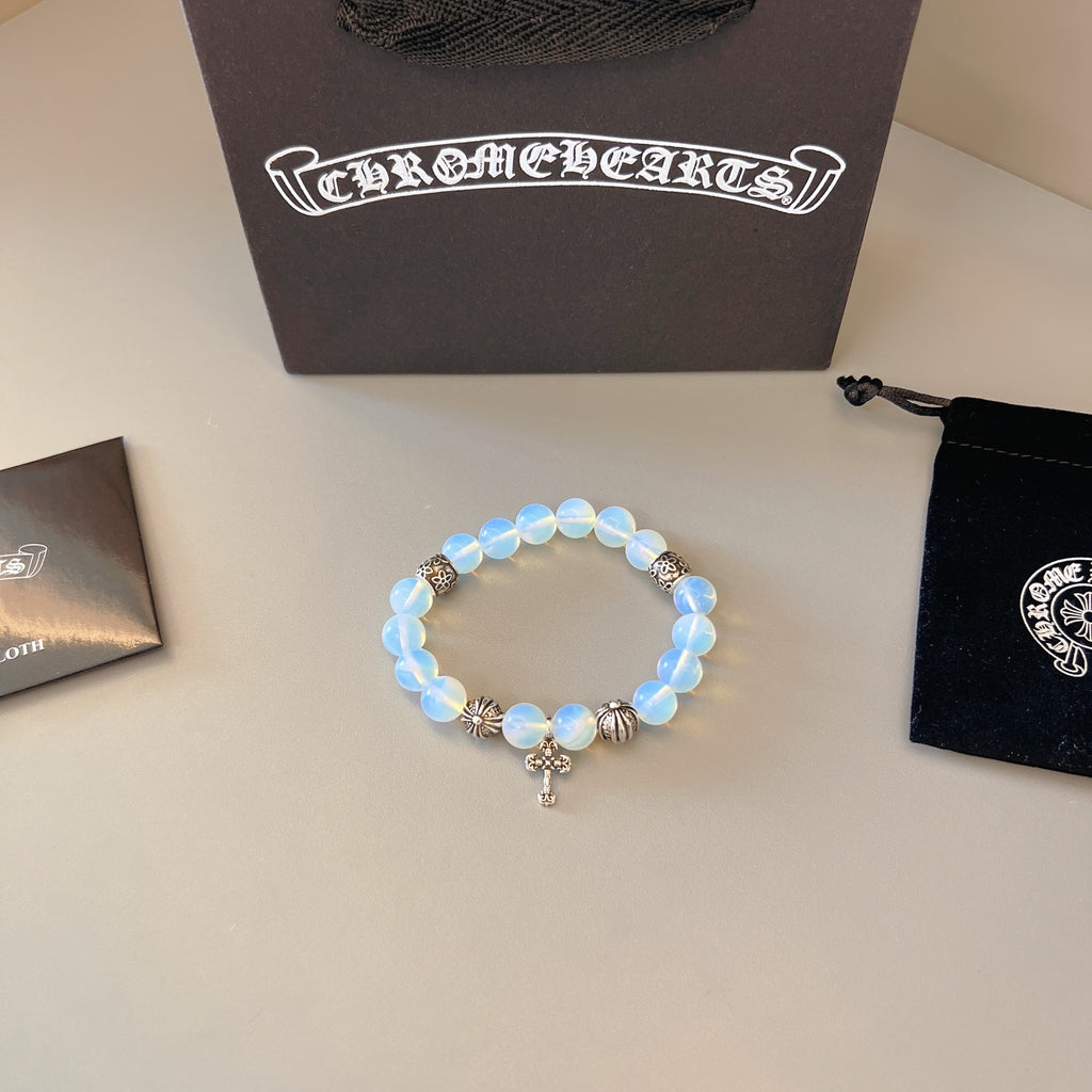 Chrome Hearts Sky Blue Bead Cross Bracelet - album image 6