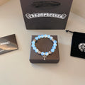 Chrome Hearts Sky Blue Bead Cross Bracelet - album image 1