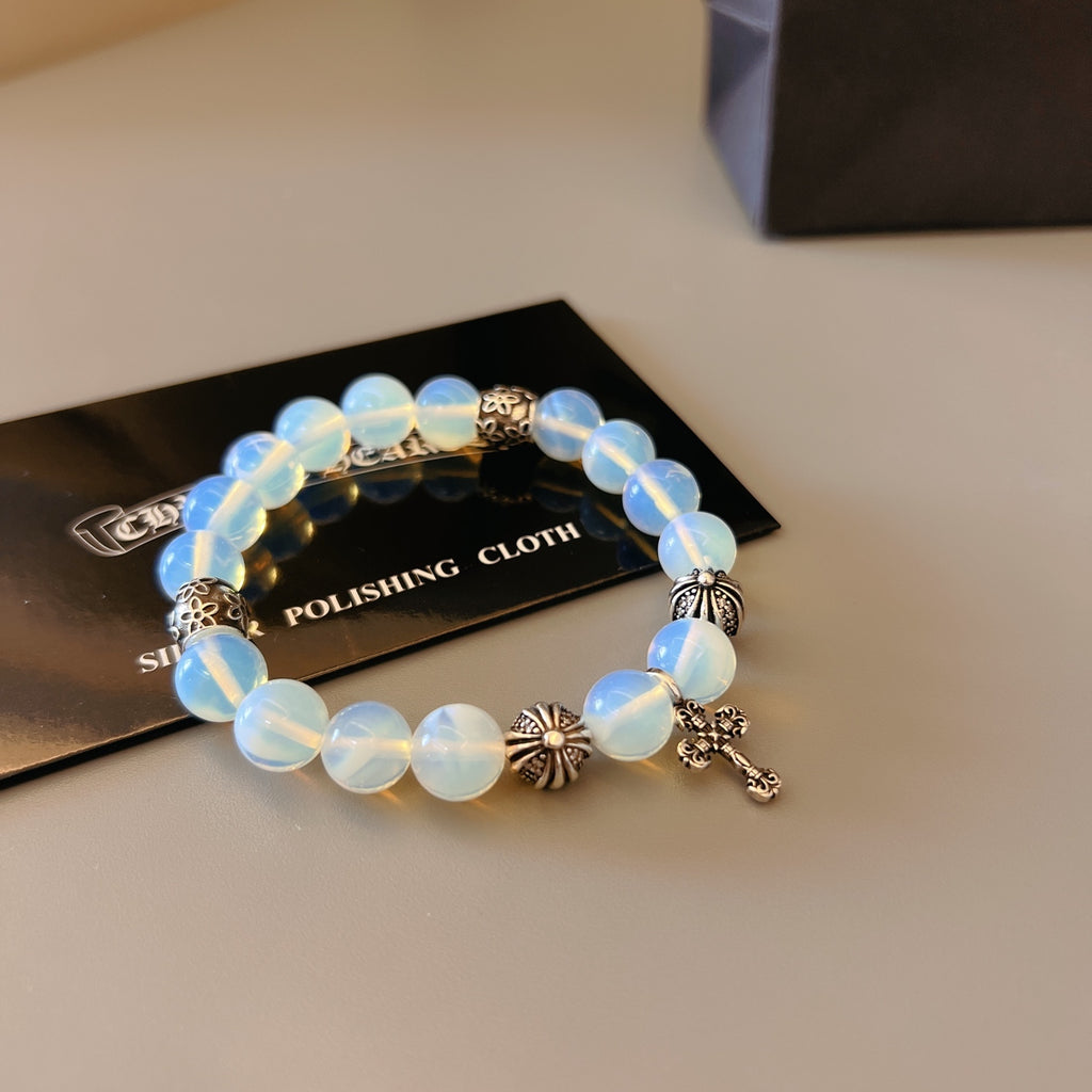 Chrome Hearts Sky Blue Bead Cross Bracelet - album image 7