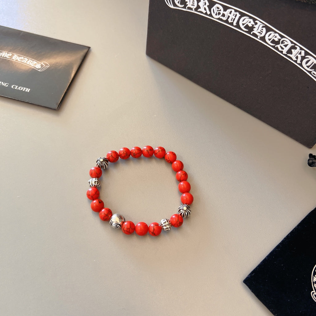 Chrome Hearts Red Bead Gold Detail Bracelet - album image 9