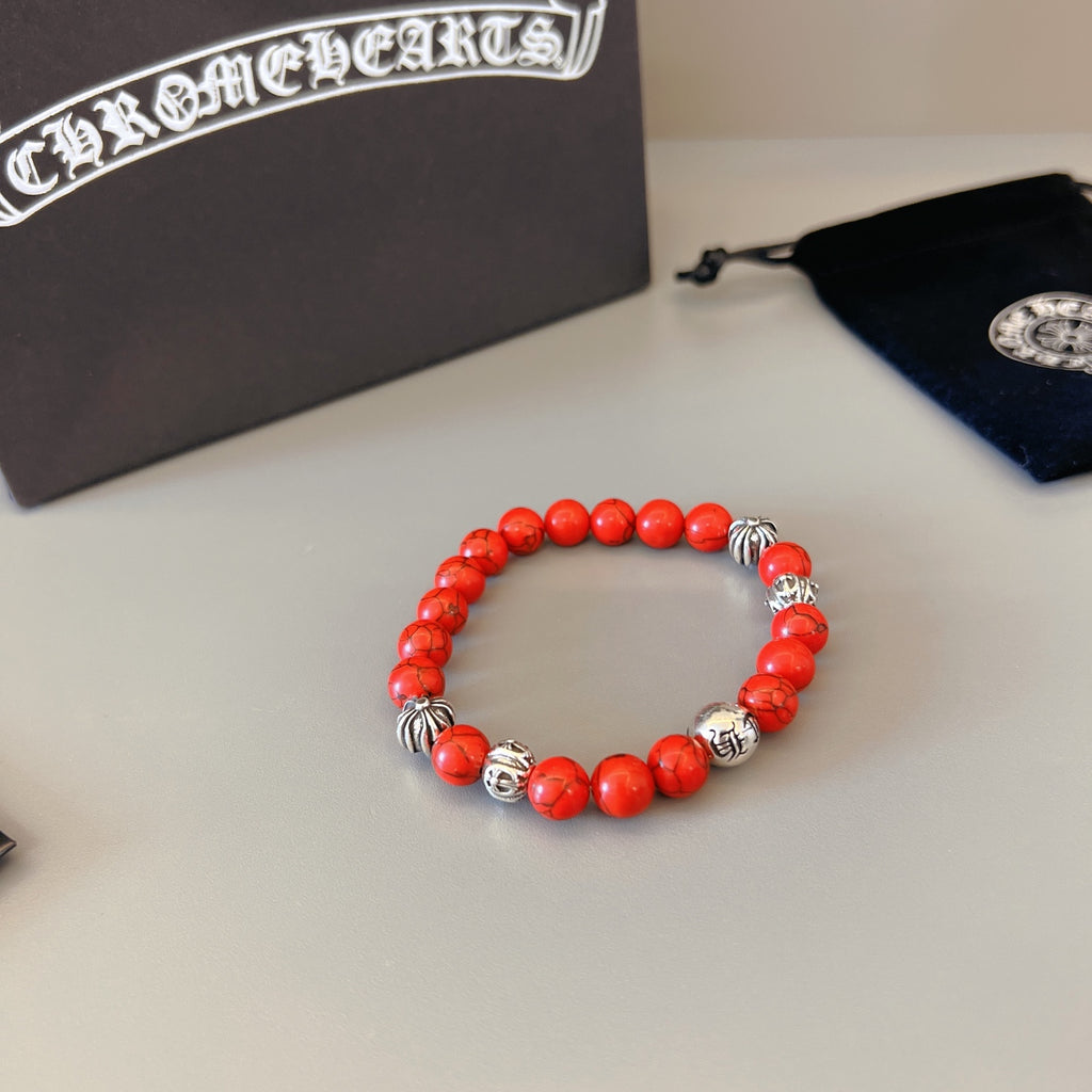 Chrome Hearts Red Bead Gold Detail Bracelet - album image 3