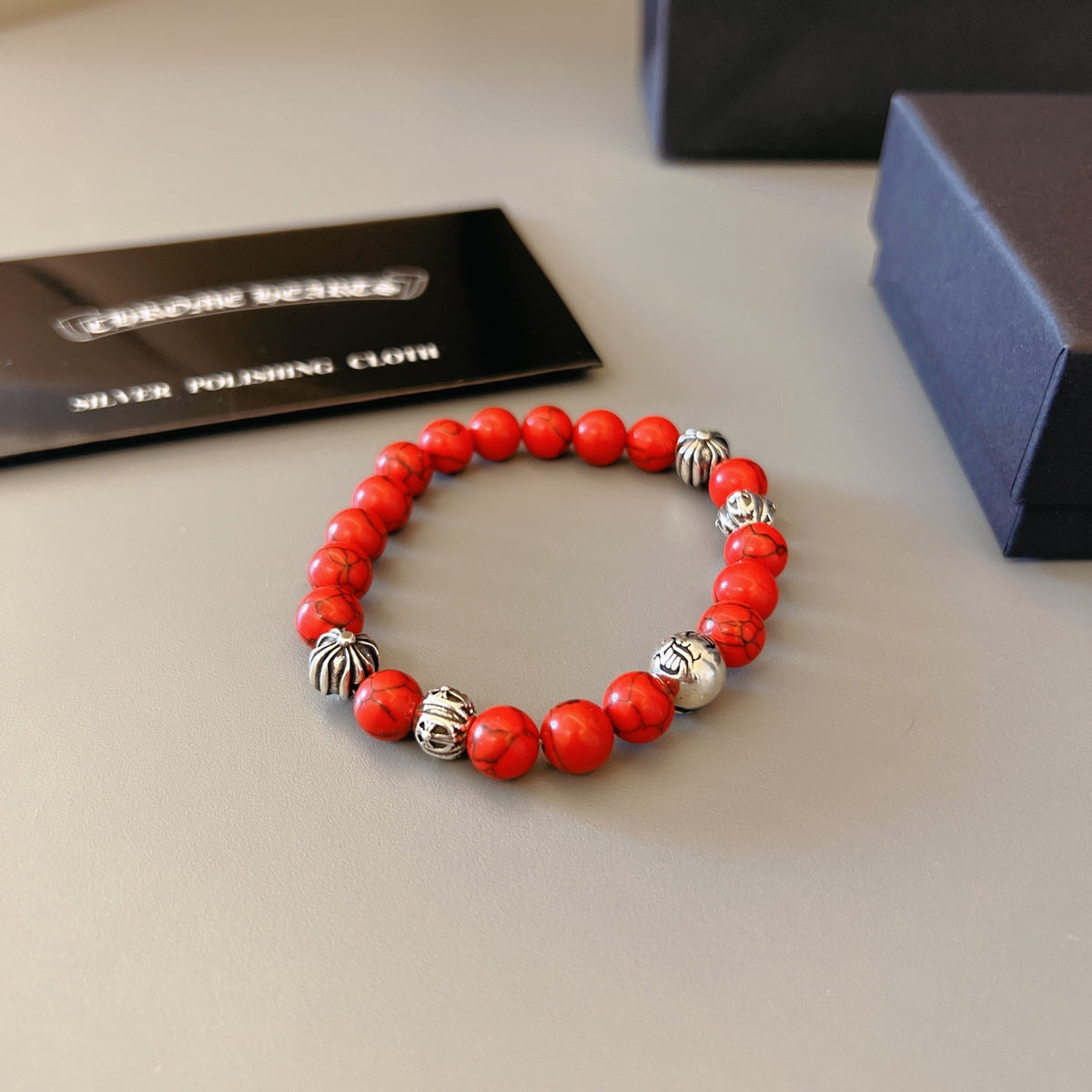 Chrome Hearts Red Bead Gold Detail Bracelet - album image 7