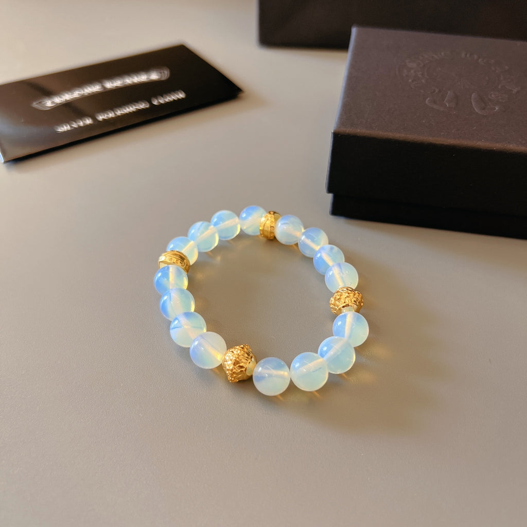 Chrome Hearts Pale Blue Bead Gold Accent Bracelet - album image 2