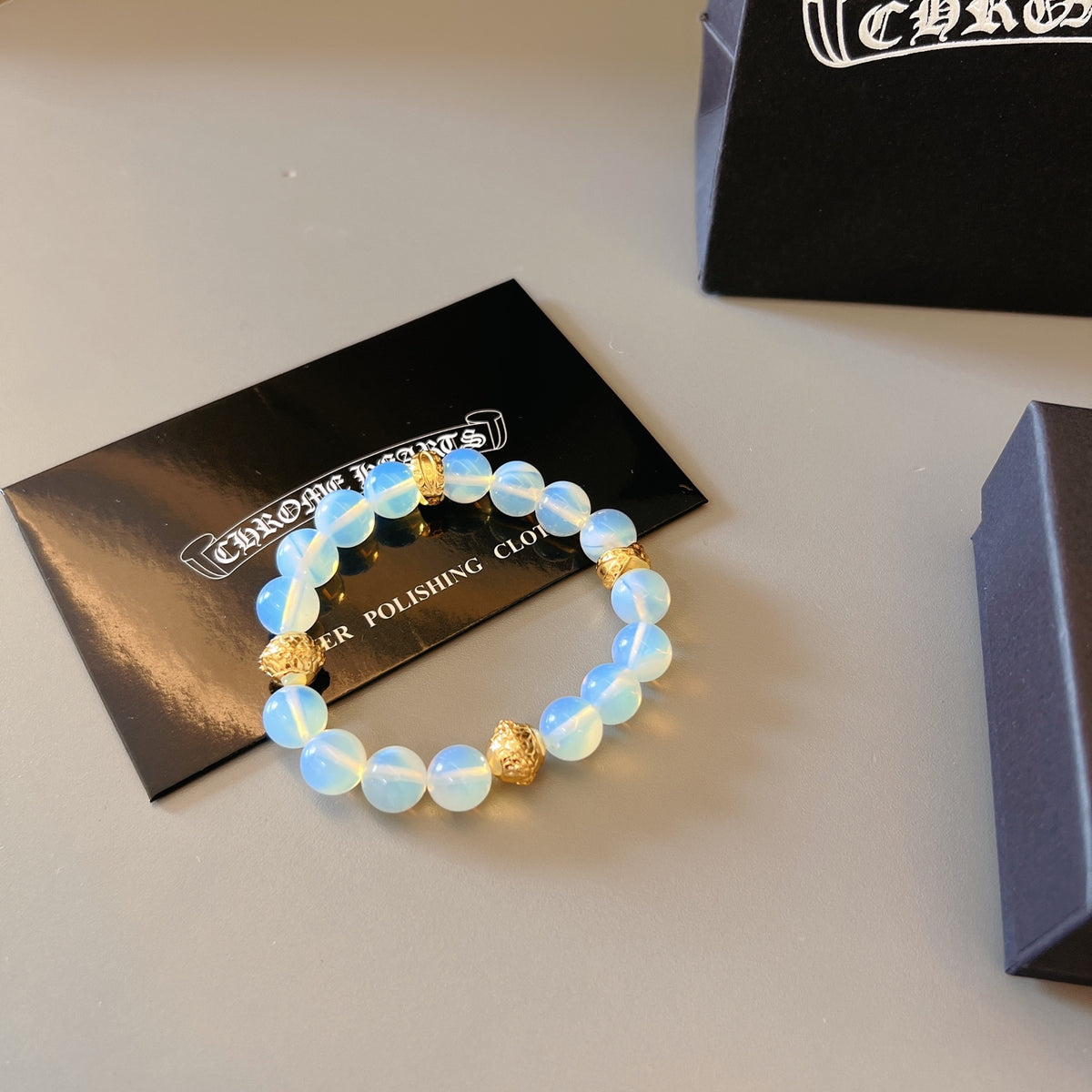 Chrome Hearts Pale Blue Bead Gold Accent Bracelet - album image 5