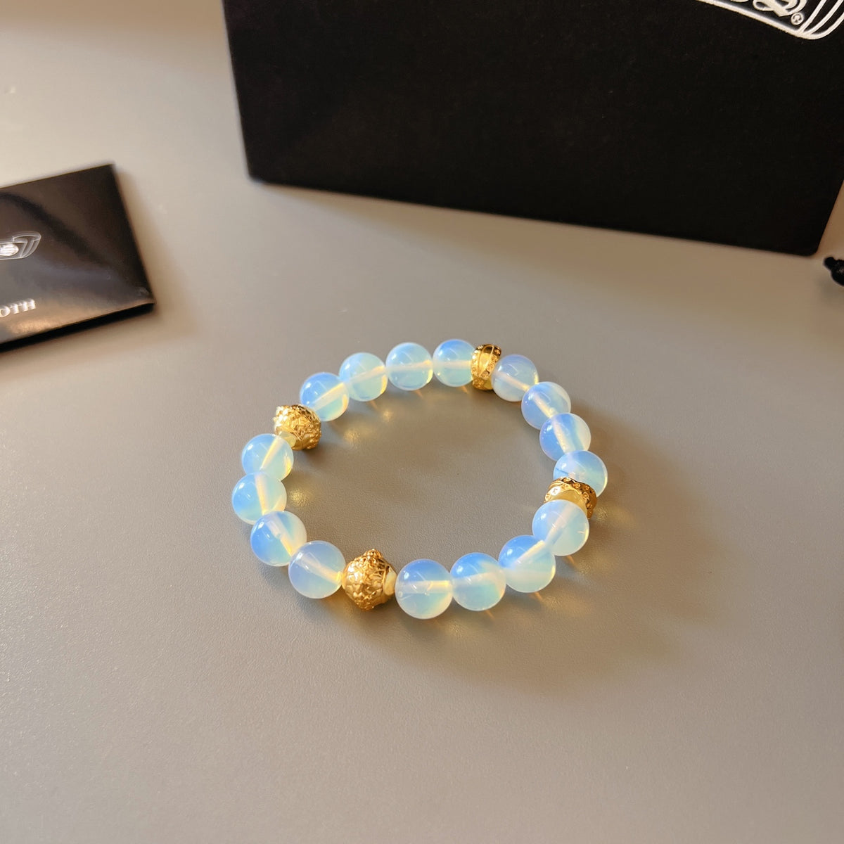Chrome Hearts Pale Blue Bead Gold Accent Bracelet - album image 9