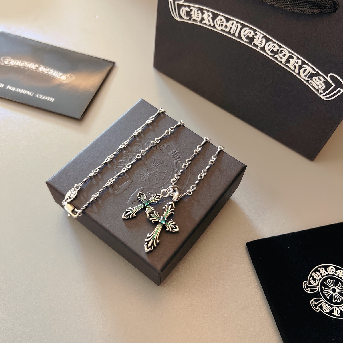 Chrome Hearts Fine Linked Cross Pendant Necklace - album image 2