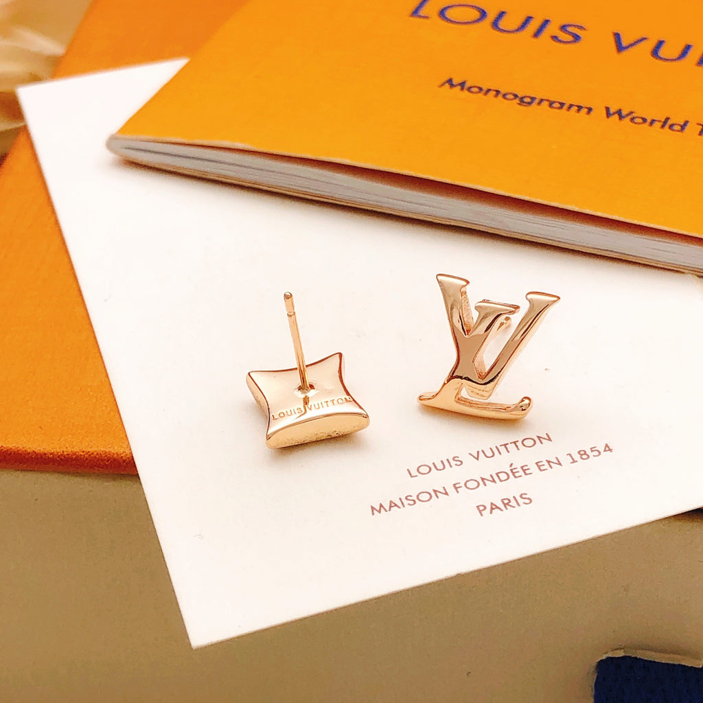 Louis Vuitton Rose Gold-Tone Diamond-Shape Polished Earrings - album image 2