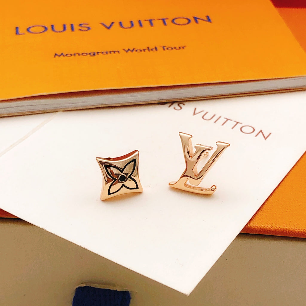 Louis Vuitton Rose Gold-Tone Diamond-Shape Polished Earrings - album image 3