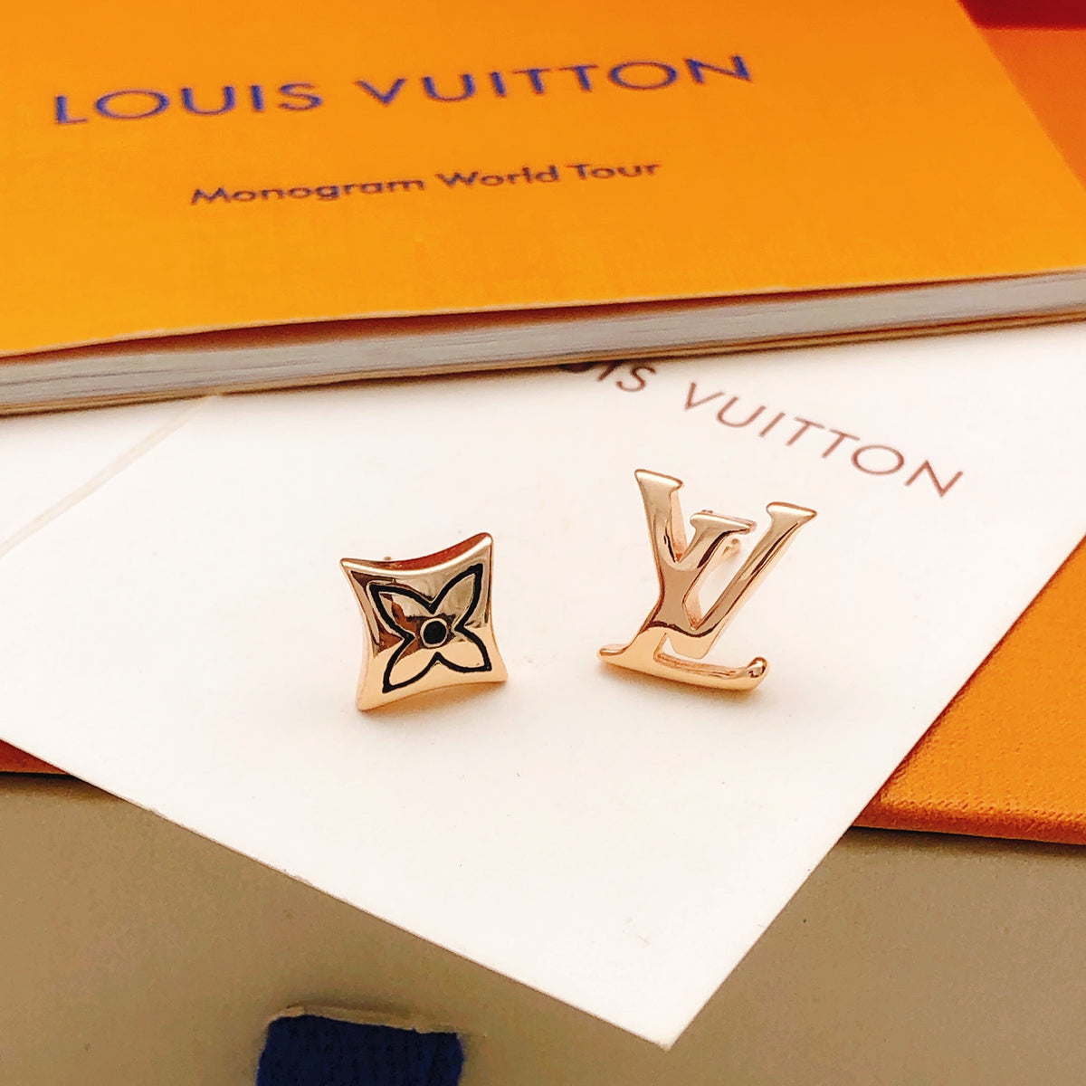 Louis Vuitton Rose Gold-Tone Diamond-Shape Polished Earrings - album image 3