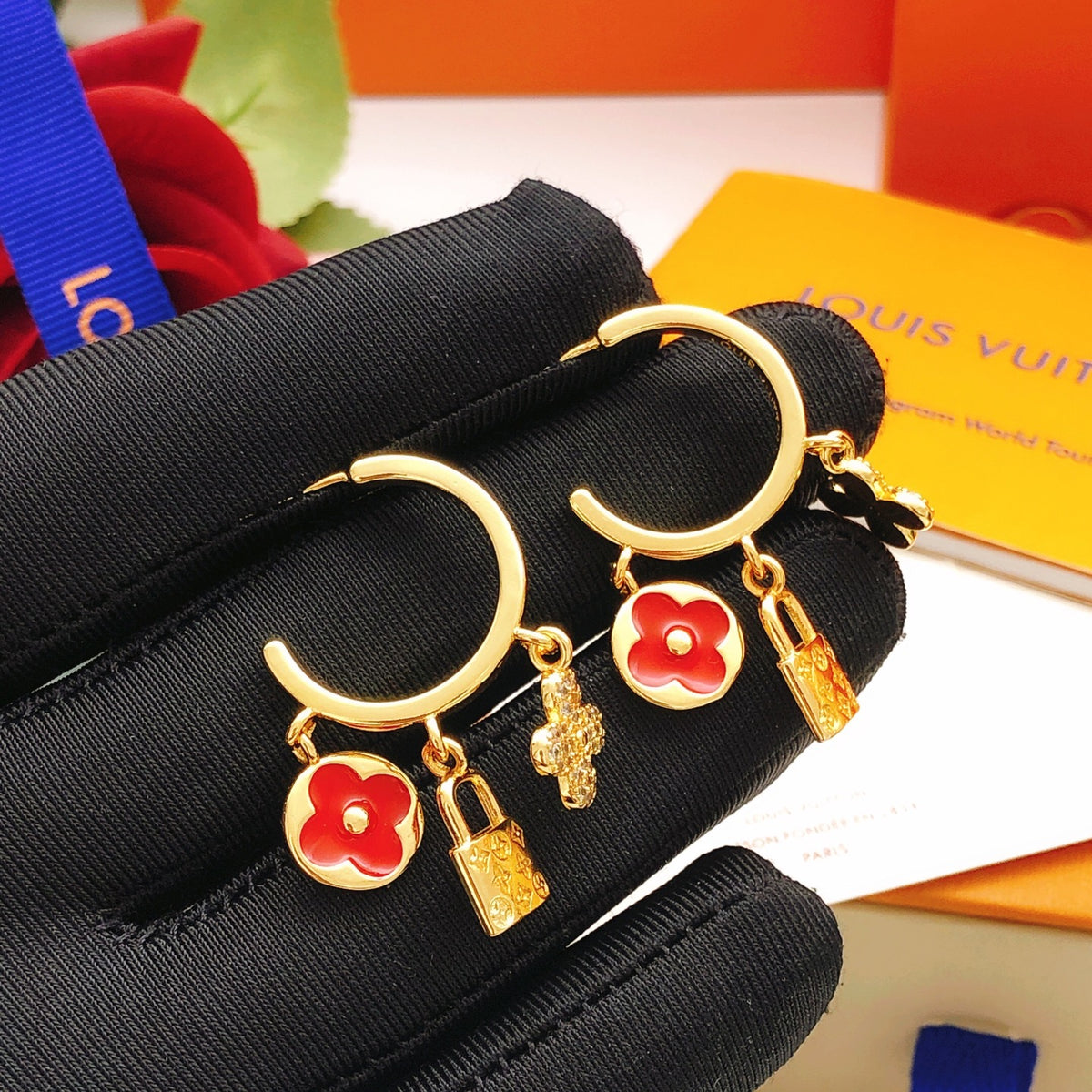 Louis Vuitton Red Lock Earrings - album image 1