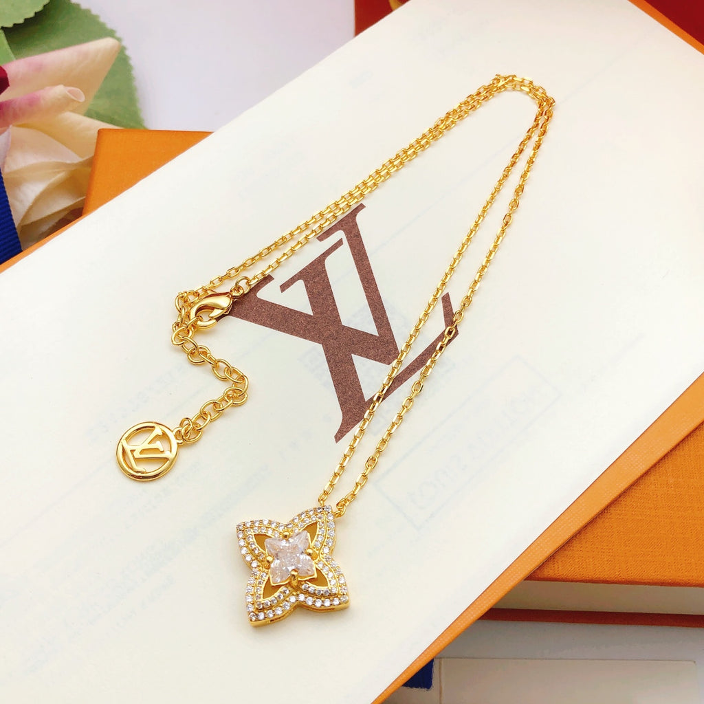 Louis Vuitton Diamond-Shape Square Crystal Accent Necklace - album image 7