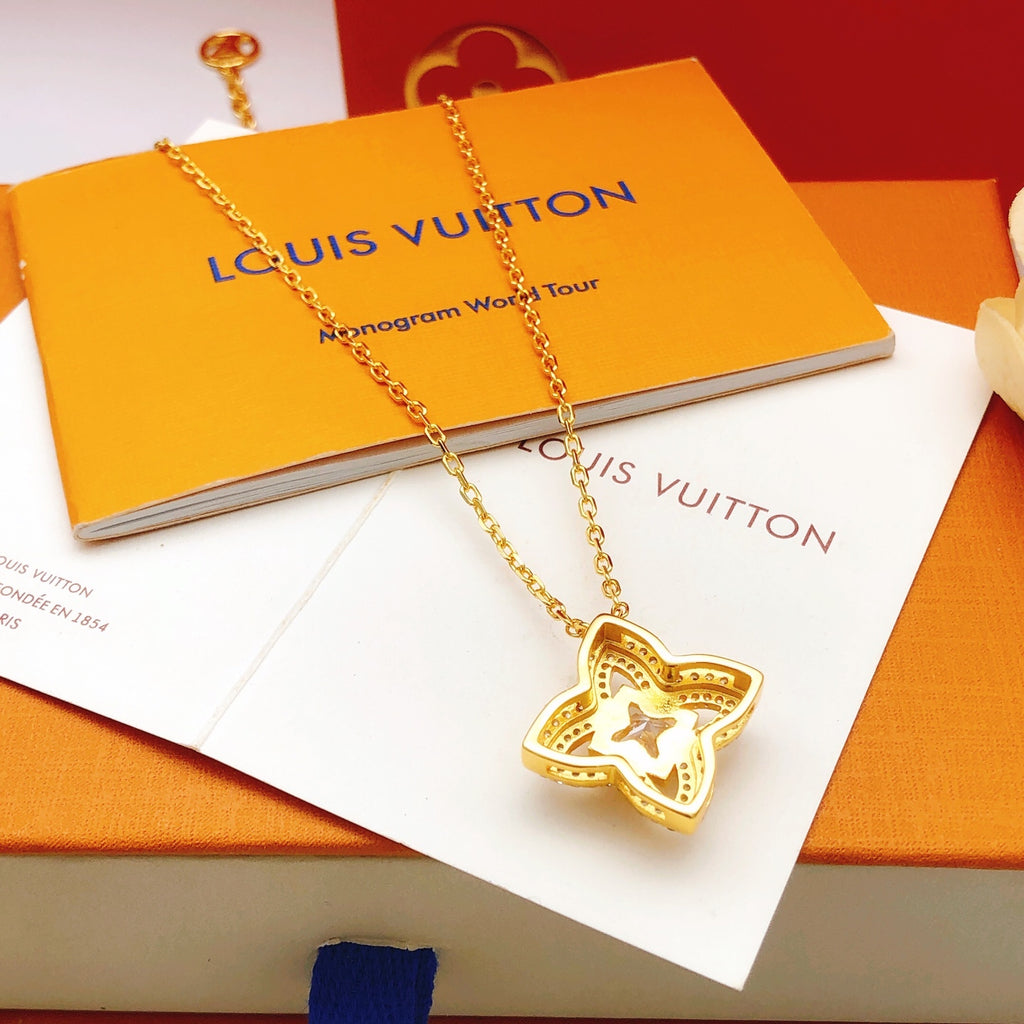Louis Vuitton Diamond-Shape Square Crystal Accent Necklace - album image 2