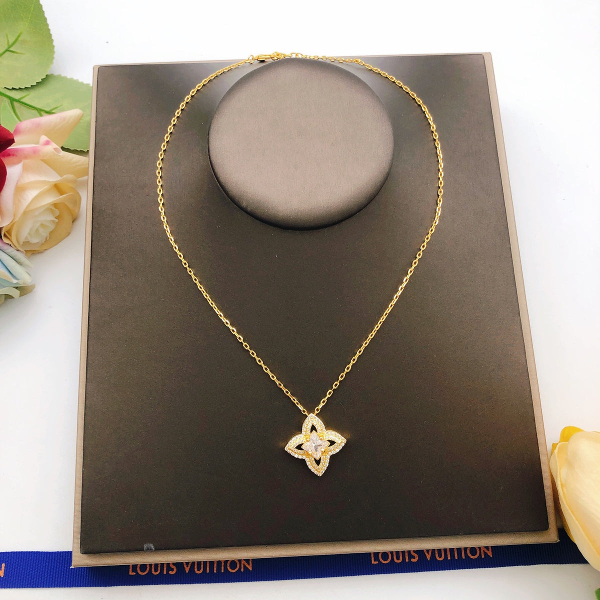 Louis Vuitton Diamond-Shape Square Crystal Accent Necklace - album image 4
