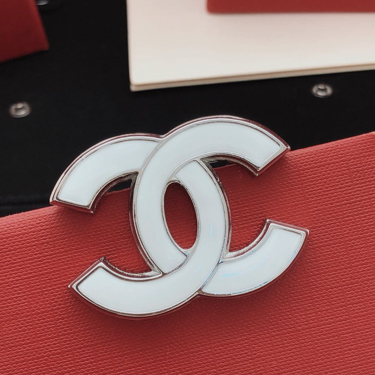 Chanel White Interlocking CC Brooch - product image 1
