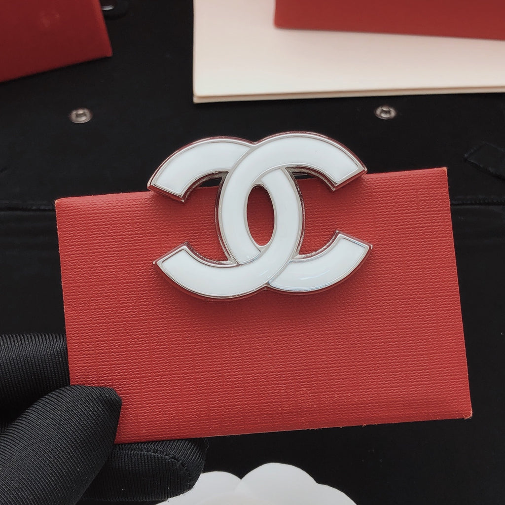 Chanel White Interlocking CC Brooch - product image 2