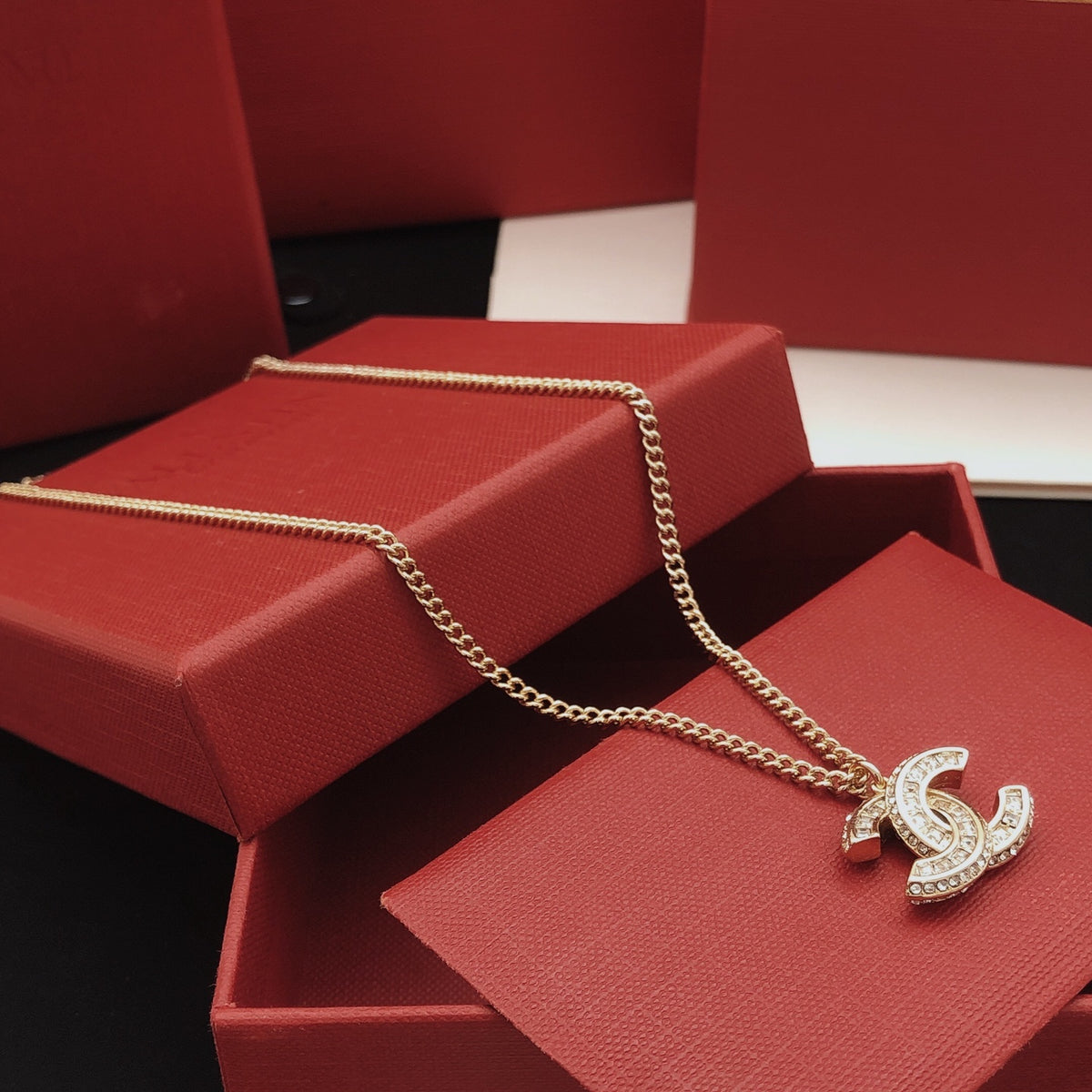 Chanel Interlocking C Gold-Tone Crystal Accent Necklace - album image 6