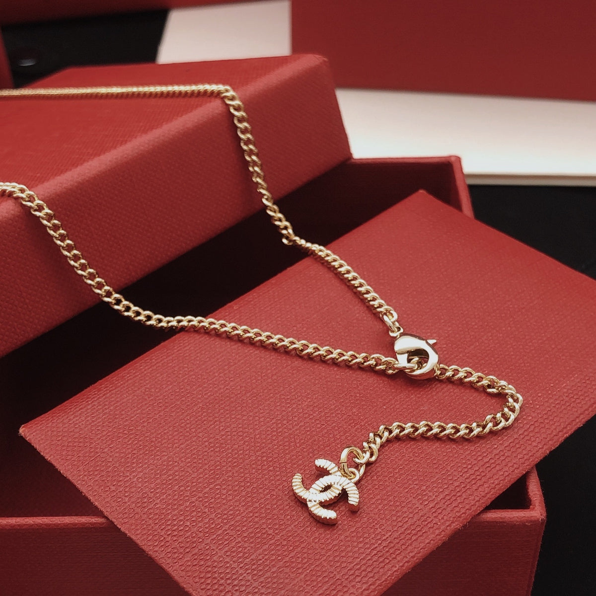 Chanel Interlocking C Gold-Tone Crystal Accent Necklace - album image 8