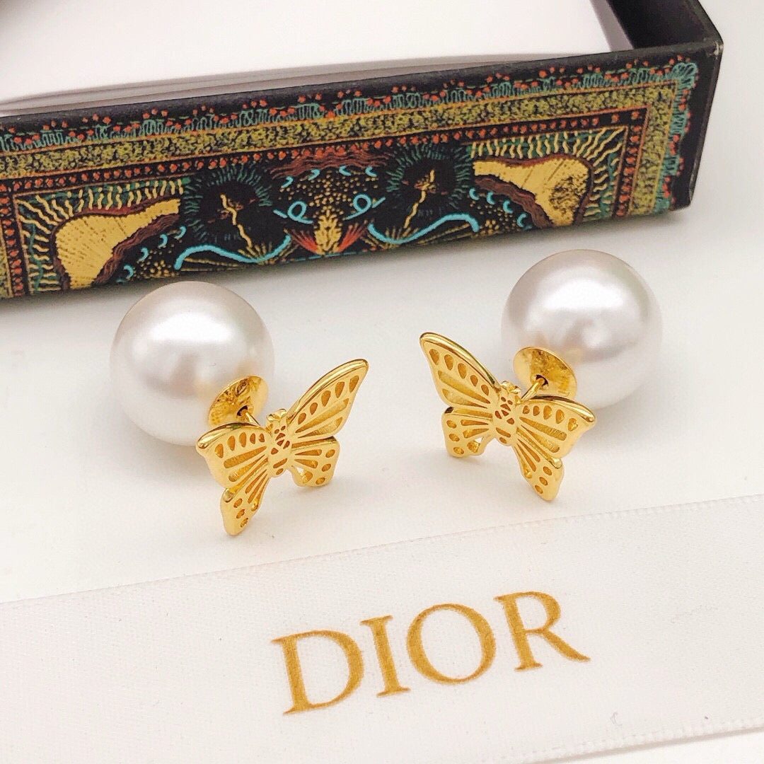 Dior Butterfly Tribales Pearl-Look Earrings - product image 2
