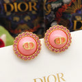 Dior Pink CD Medallion Stud Earrings - product image 1