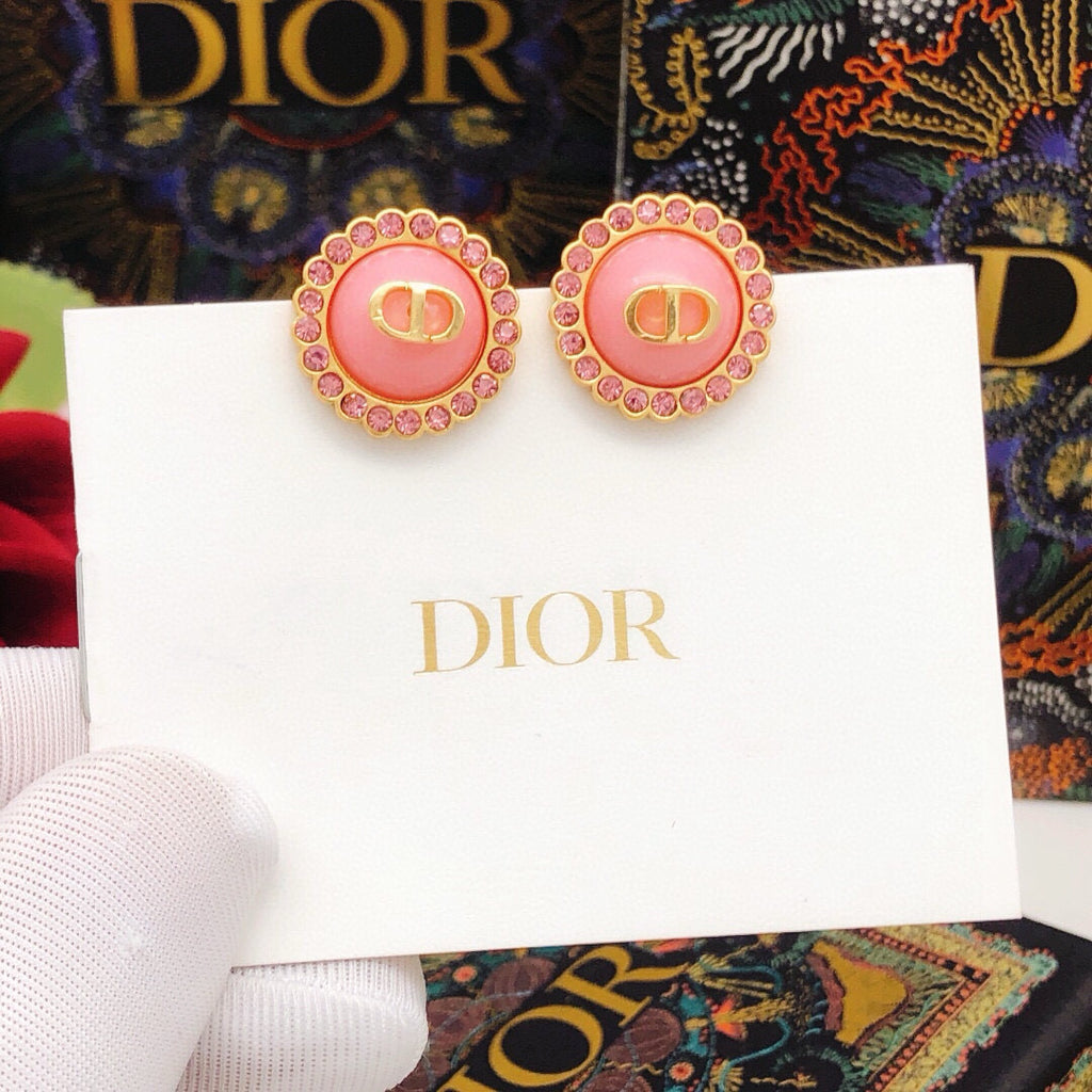 Dior Pink CD Medallion Stud Earrings - product image 2