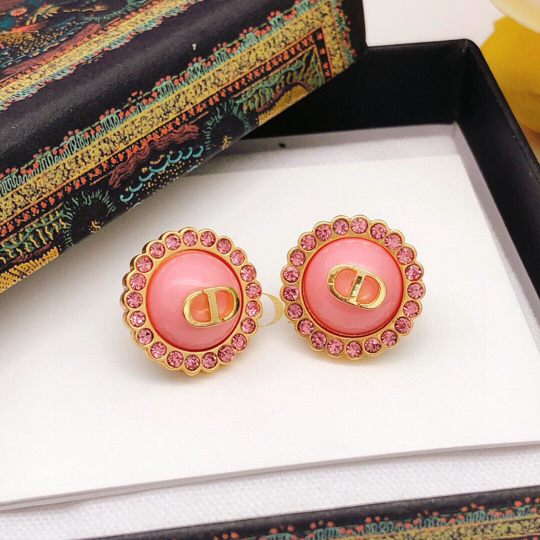 Dior Pink CD Medallion Stud Earrings - product image 6