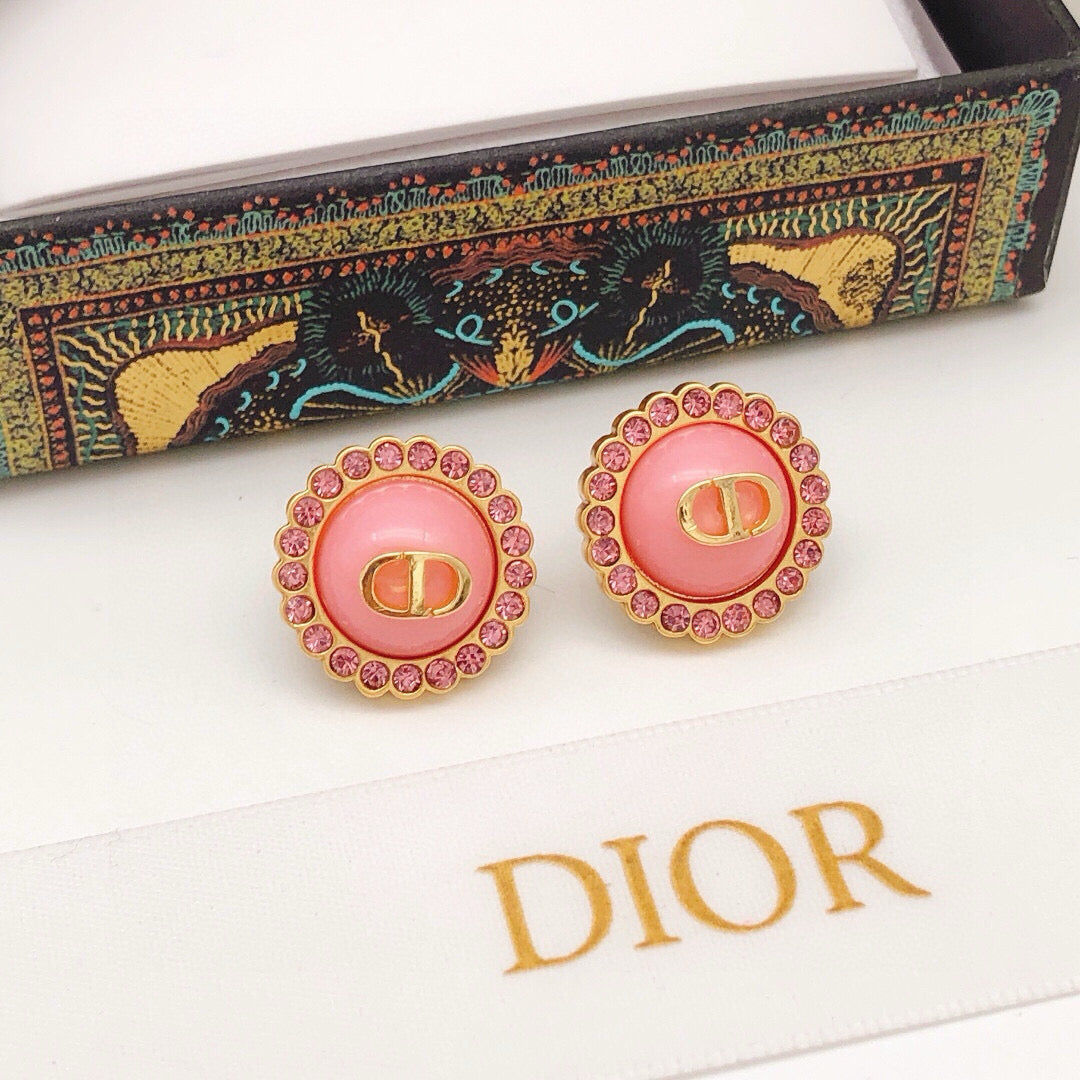 Dior Pink CD Medallion Stud Earrings - product image 5