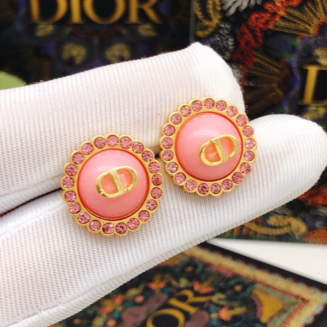Dior Pink CD Medallion Stud Earrings - product image 3