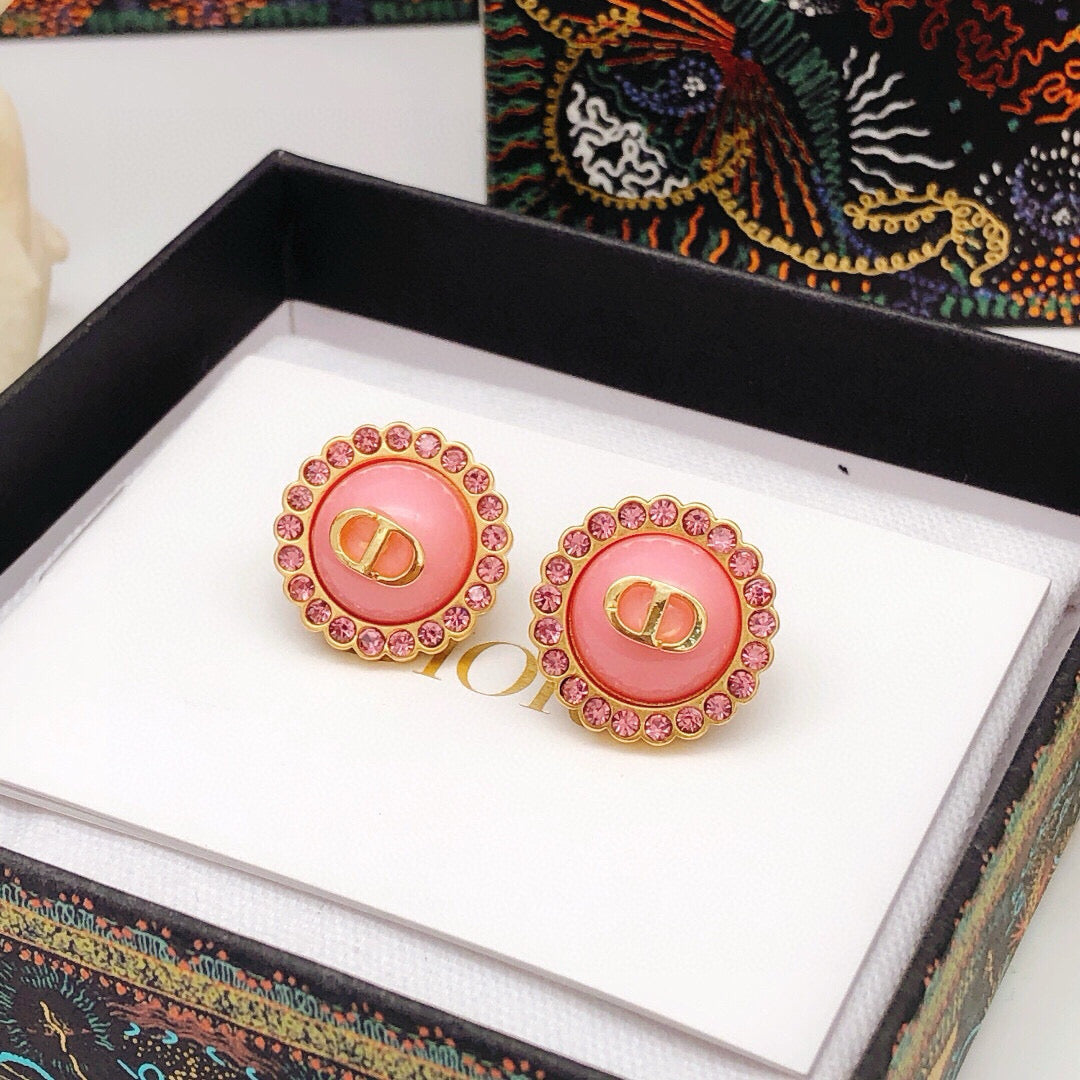 Dior Pink CD Medallion Stud Earrings - product image 7