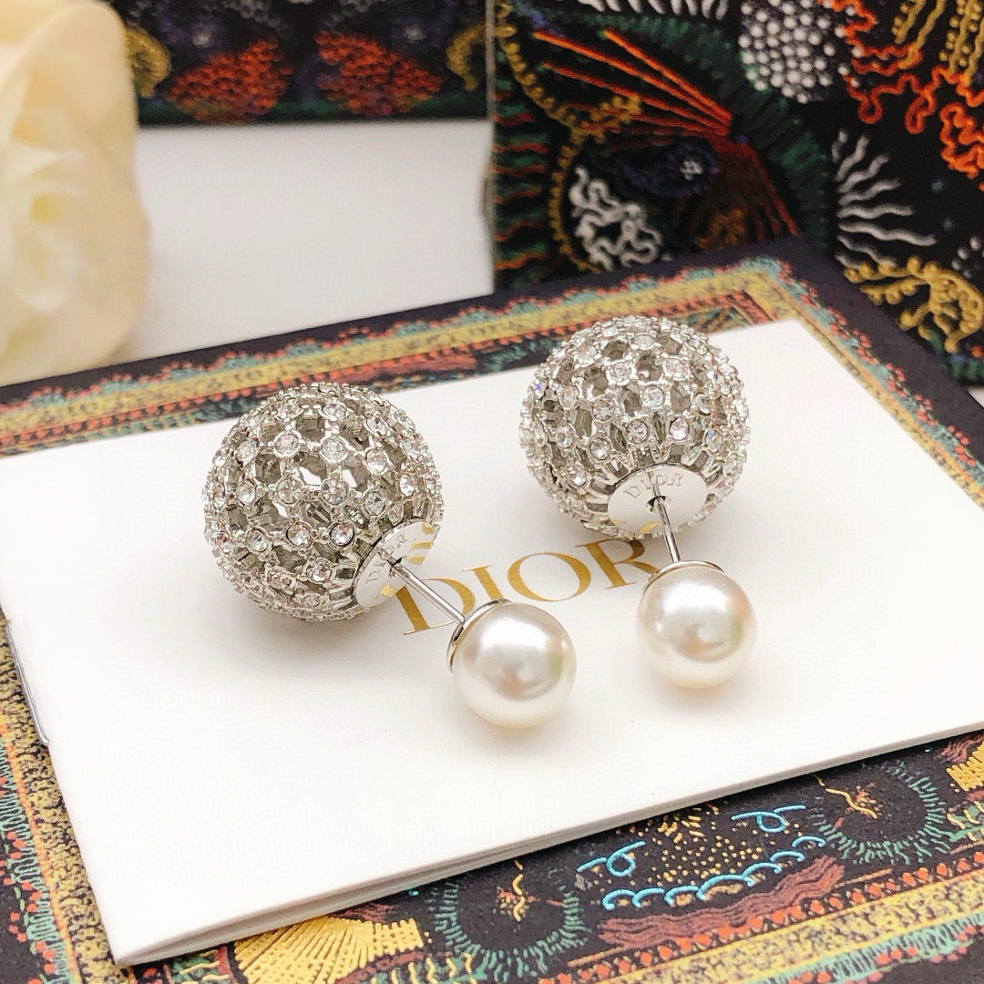Dior Silver-Tone Openwork Orb Pearl-Look Earrings - product image 13