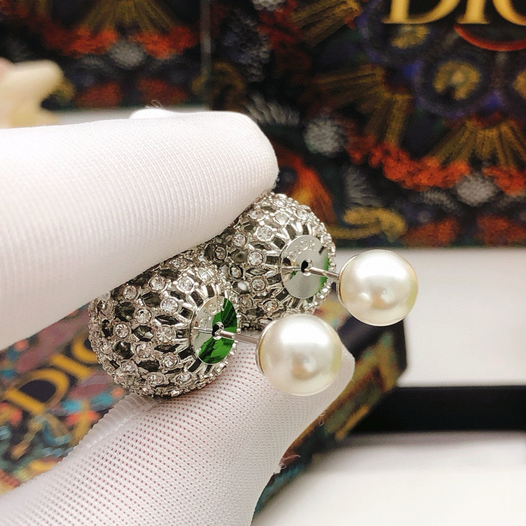 Dior Silver-Tone Openwork Orb Pearl-Look Earrings - product image 11