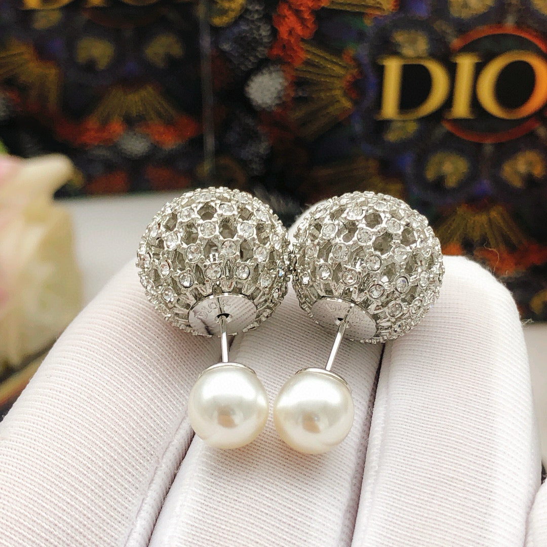 Dior Silver-Tone Openwork Orb Pearl-Look Earrings - product image 10